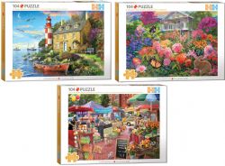 EUROGRAPHICS CASSE-TÊTE CONNEXION 104 PIÈCES - LE PHARE DU CHALET/JARDIN DES LAPINS/UNE JOURNÉE AU MARCHÉ FERMIER ASST #9704-0875 (1125)
